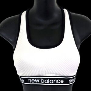 NEW BALANCE White Black Racerback Sports Bra. M